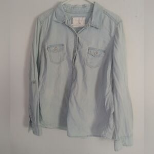 Light Blue Long Sleeve Denim Shirt ((0295)